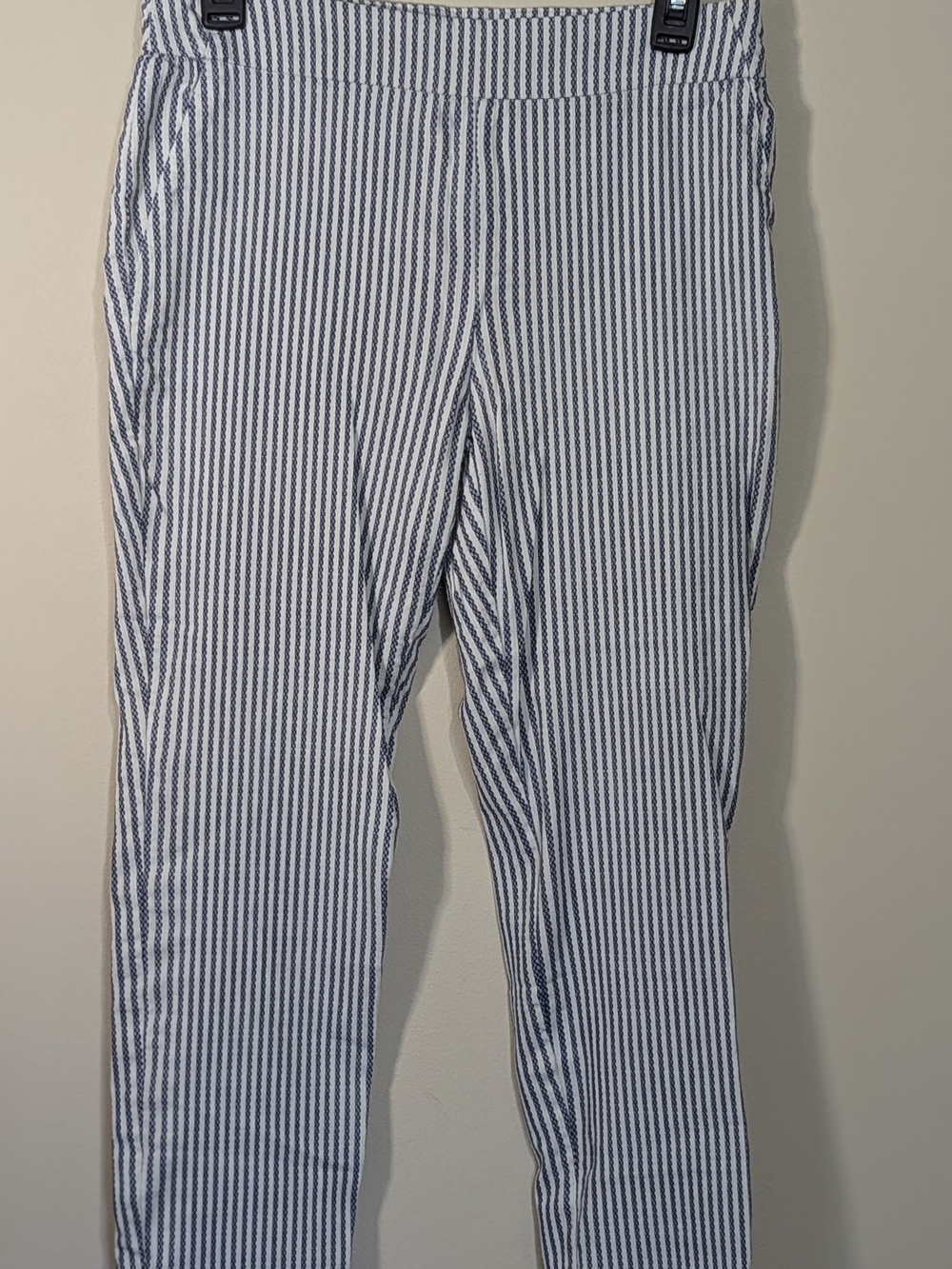 Rachel Zoe Striped Ankle Pants Womens Size 6 Blue White Cropped Stretch Coastal